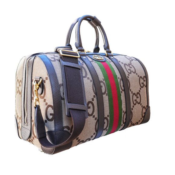Gucci 724642 Unisex Giant GG Canvas & Leather Medium Duffle Bag - Picture 1 of 9